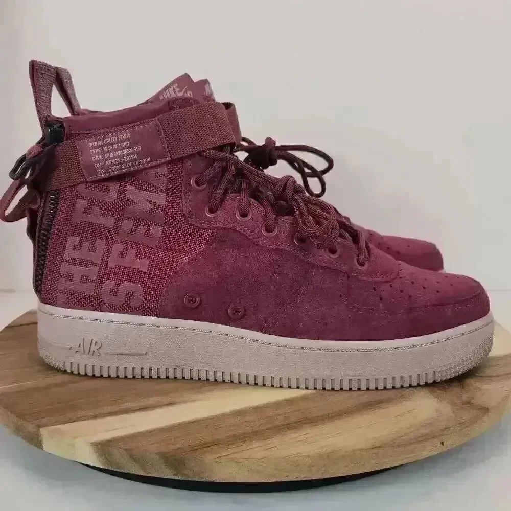 Nike SF Air Force 1 Mid "The Force Is Female" Women's Size 10 Burgandy